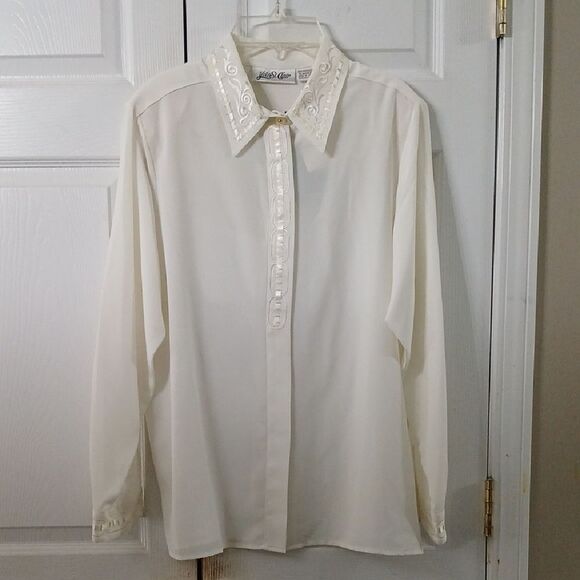 Yves St. Clair vintage cream color button down long sleeve blouse Sz 16 NWT - Picture 1 of 12